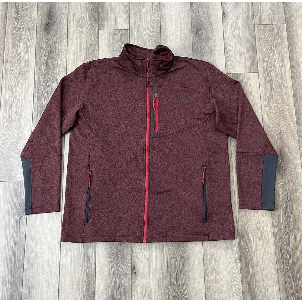 The North Face Canyonlands Fleece Men's Sz XXL Full Zip Jacket Hiking Burgundy
